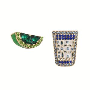 NWT Tequila & lime 18k gold plated vibrant zircon earrings summer vacation party